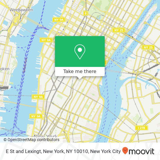 E St and Lexingt, New York, NY 10010 map