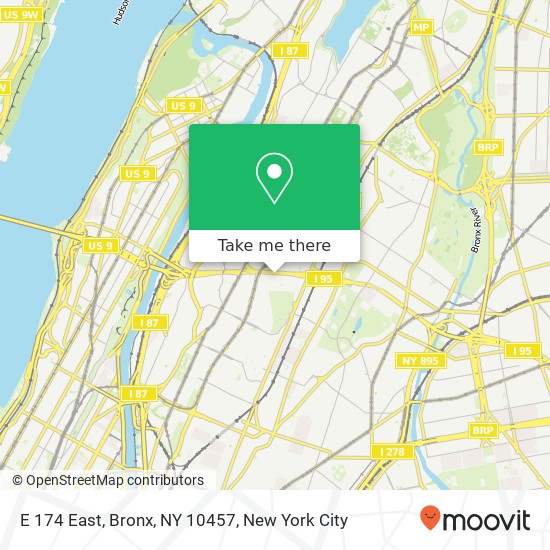 Mapa de E 174 East, Bronx, NY 10457