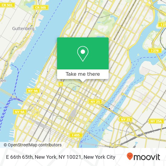 Mapa de E 66th 65th, New York, NY 10021