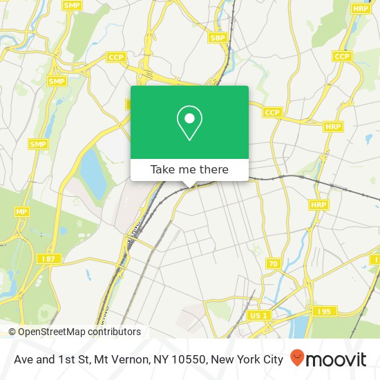 Mapa de Ave and 1st St, Mt Vernon, NY 10550