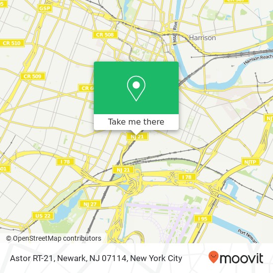 Mapa de Astor RT-21, Newark, NJ 07114