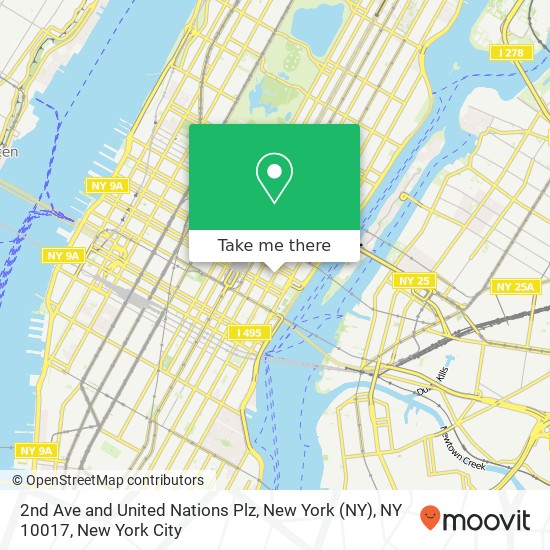 2nd Ave and United Nations Plz, New York (NY), NY 10017 map