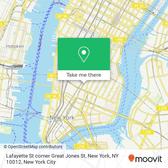 Mapa de Lafayette St corner Great Jones St, New York, NY 10012
