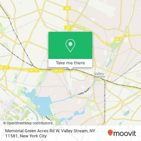 Mapa de Memorial Green Acres Rd W, Valley Stream, NY 11581