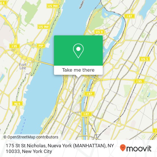 175 St St Nicholas, Nueva York (MANHATTAN), NY 10033 map