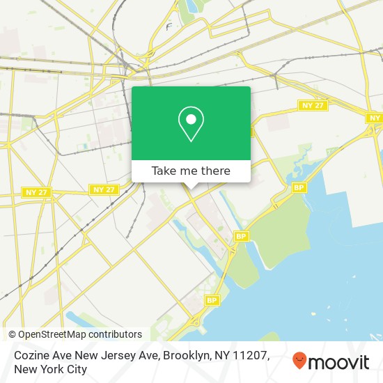 Mapa de Cozine Ave New Jersey Ave, Brooklyn, NY 11207