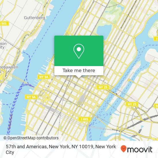 57th and Americas, New York, NY 10019 map