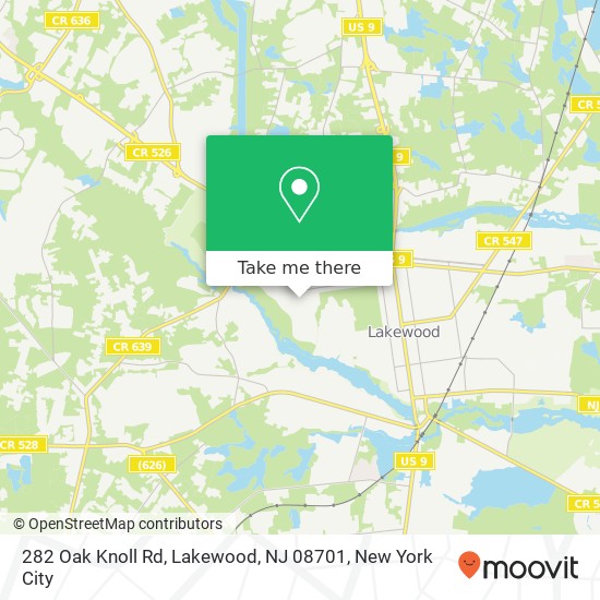 Mapa de 282 Oak Knoll Rd, Lakewood, NJ 08701