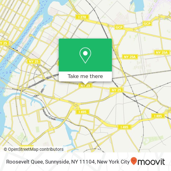 Mapa de Roosevelt Quee, Sunnyside, NY 11104