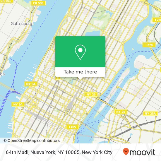 Mapa de 64th Madi, Nueva York, NY 10065