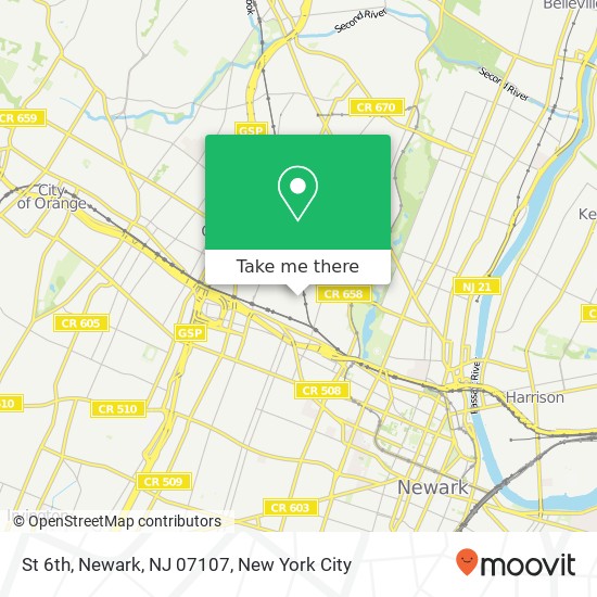 Mapa de St 6th, Newark, NJ 07107