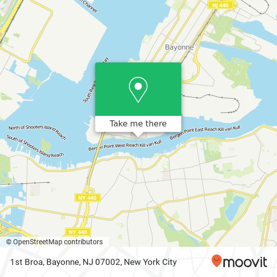 Mapa de 1st Broa, Bayonne, NJ 07002