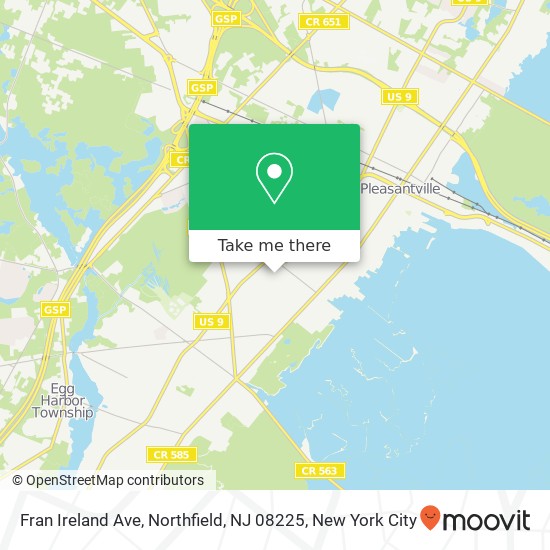 Mapa de Fran Ireland Ave, Northfield, NJ 08225