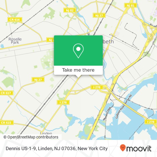 Mapa de Dennis US-1-9, Linden, NJ 07036