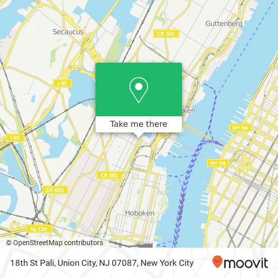 Mapa de 18th St Pali, Union City, NJ 07087