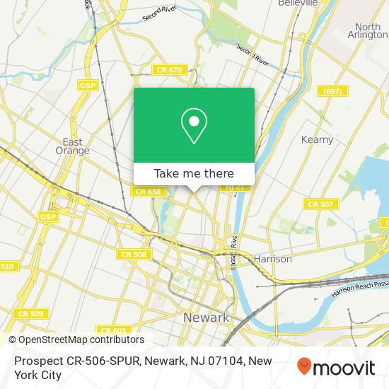 Mapa de Prospect CR-506-SPUR, Newark, NJ 07104