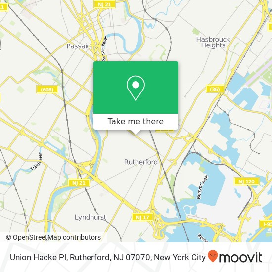 Union Hacke Pl, Rutherford, NJ 07070 map