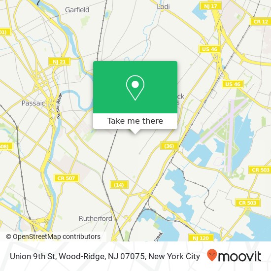 Mapa de Union 9th St, Wood-Ridge, NJ 07075