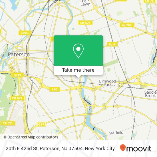 Mapa de 20th E 42nd St, Paterson, NJ 07504