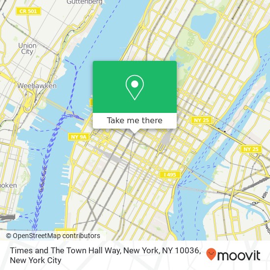 Times and The Town Hall Way, New York, NY 10036 map