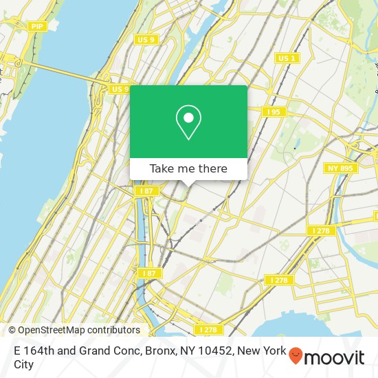 Mapa de E 164th and Grand Conc, Bronx, NY 10452