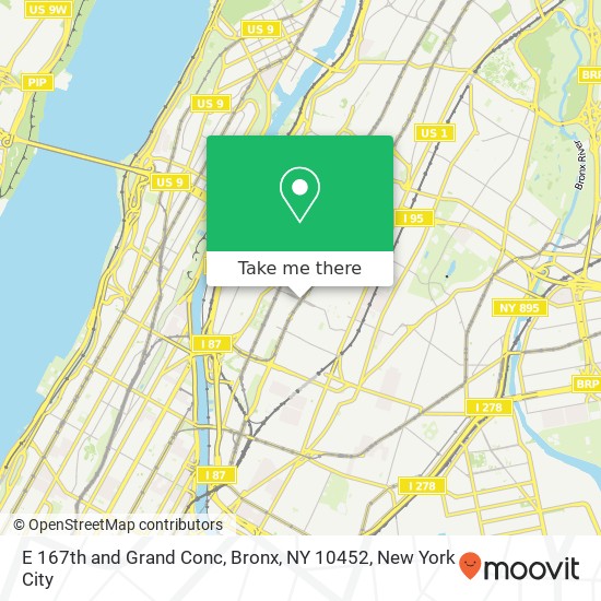 Mapa de E 167th and Grand Conc, Bronx, NY 10452