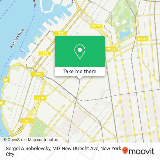 Sergei A Sobolevsky, MD, New Utrecht Ave map