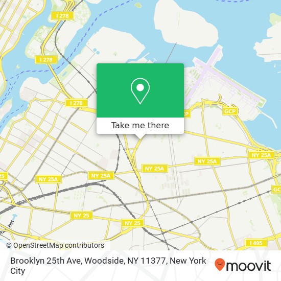 Mapa de Brooklyn 25th Ave, Woodside, NY 11377