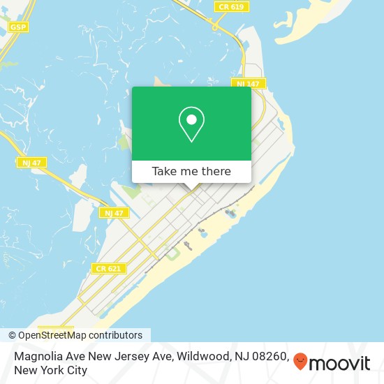 Mapa de Magnolia Ave New Jersey Ave, Wildwood, NJ 08260