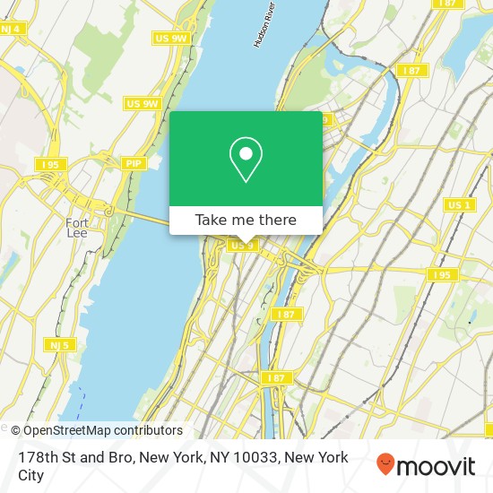 178th St and Bro, New York, NY 10033 map