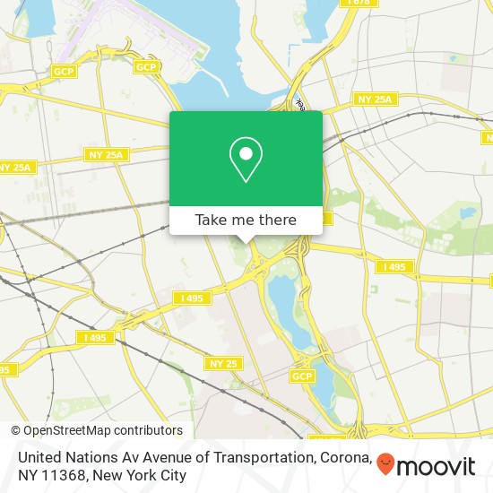 United Nations Av Avenue of Transportation, Corona, NY 11368 map