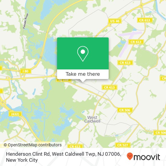 Mapa de Henderson Clint Rd, West Caldwell Twp, NJ 07006