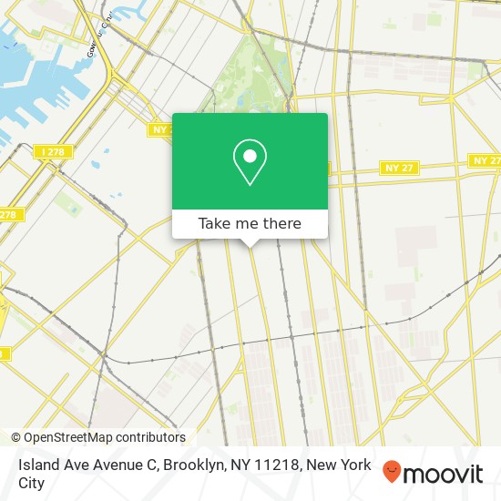Mapa de Island Ave Avenue C, Brooklyn, NY 11218