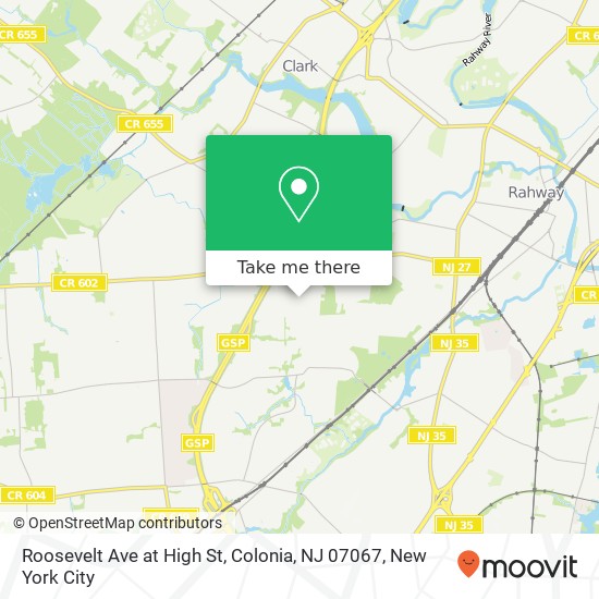 Mapa de Roosevelt Ave at High St, Colonia, NJ 07067