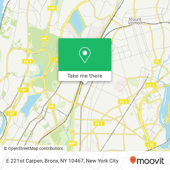 Mapa de E 221st Carpen, Bronx, NY 10467