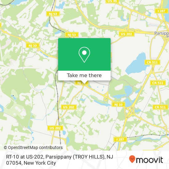 RT-10 at US-202, Parsippany (TROY HILLS), NJ 07054 map