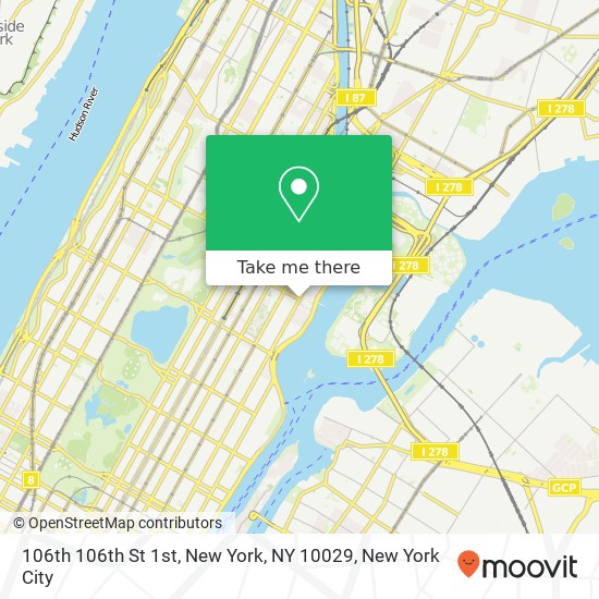 Mapa de 106th 106th St 1st, New York, NY 10029