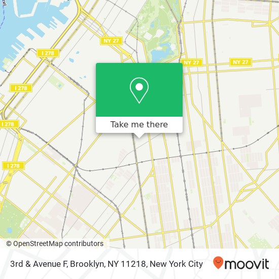 Mapa de 3rd & Avenue F, Brooklyn, NY 11218