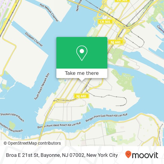 Mapa de Broa E 21st St, Bayonne, NJ 07002