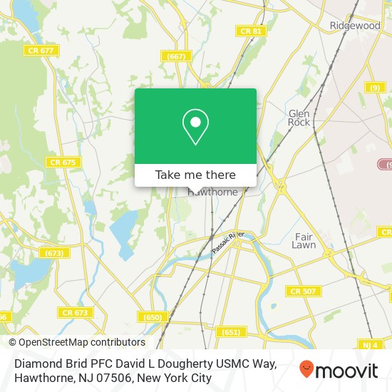 Mapa de Diamond Brid PFC David L Dougherty USMC Way, Hawthorne, NJ 07506