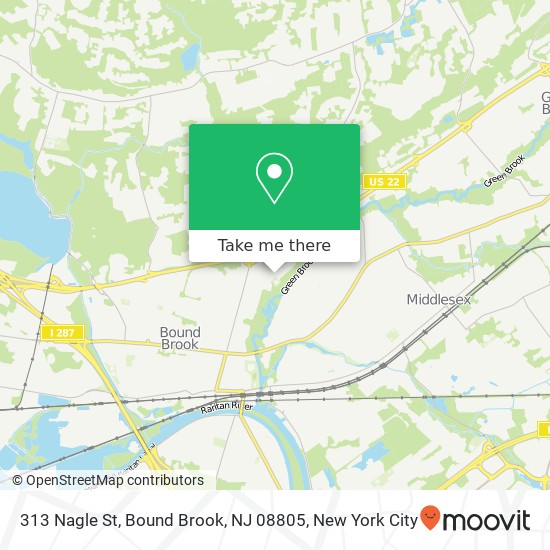 Mapa de 313 Nagle St, Bound Brook, NJ 08805