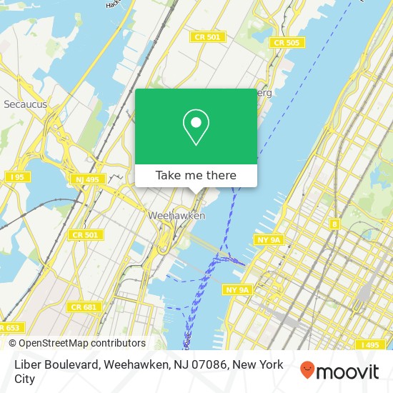 Mapa de Liber Boulevard, Weehawken, NJ 07086