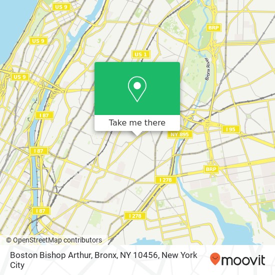 Mapa de Boston Bishop Arthur, Bronx, NY 10456