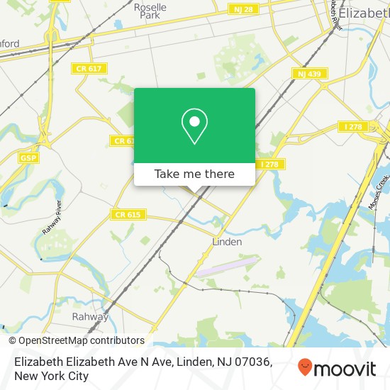 Elizabeth Elizabeth Ave N Ave, Linden, NJ 07036 map
