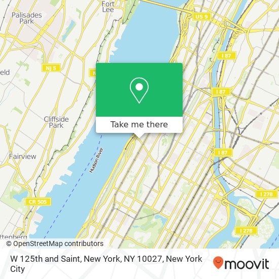 Mapa de W 125th and Saint, New York, NY 10027