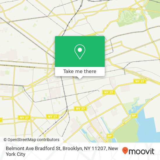 Mapa de Belmont Ave Bradford St, Brooklyn, NY 11207