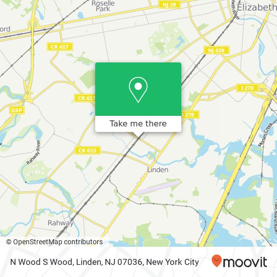 Mapa de N Wood S Wood, Linden, NJ 07036