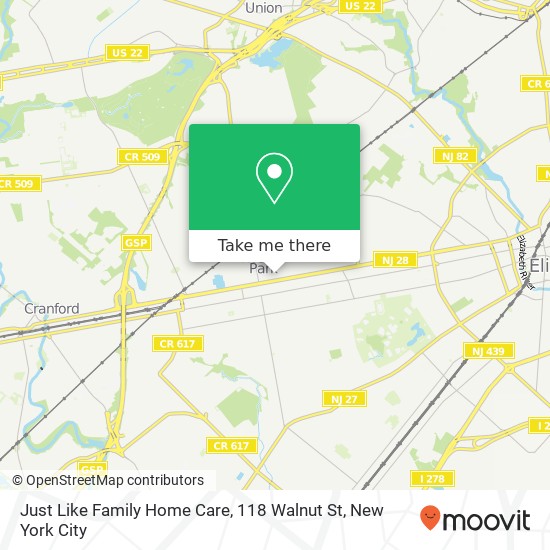 Mapa de Just Like Family Home Care, 118 Walnut St