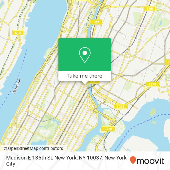 Mapa de Madison E 135th St, New York, NY 10037