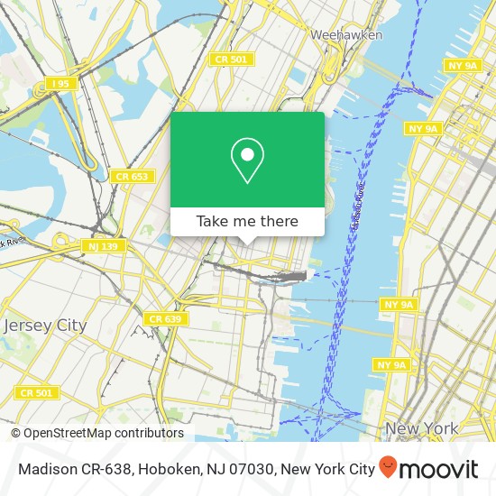 Mapa de Madison CR-638, Hoboken, NJ 07030